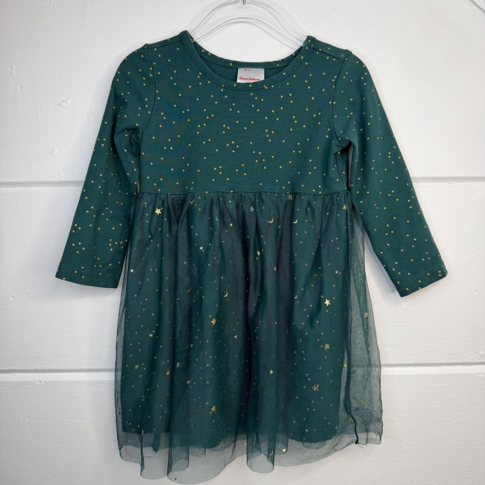 Hanna Andersson Baby Tulle Dress 85‎ 2T Green Gold Whimsy